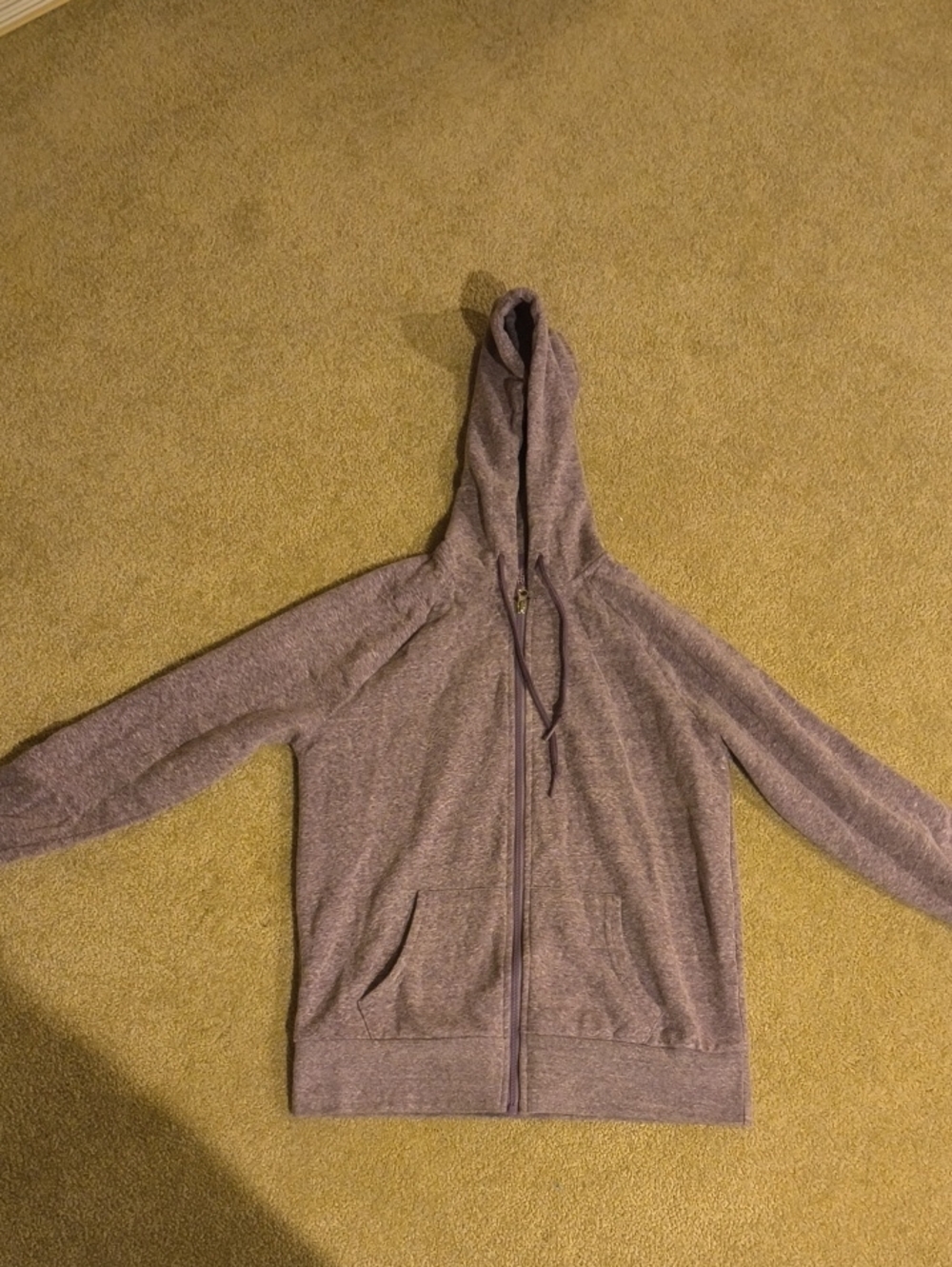 Time and Tru Women's Heathered Lavender Zip-Up Hoodie
